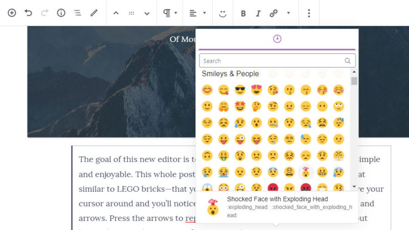 Screenshot of the emoji picker from the Emoji Conbini WordPress plugin.