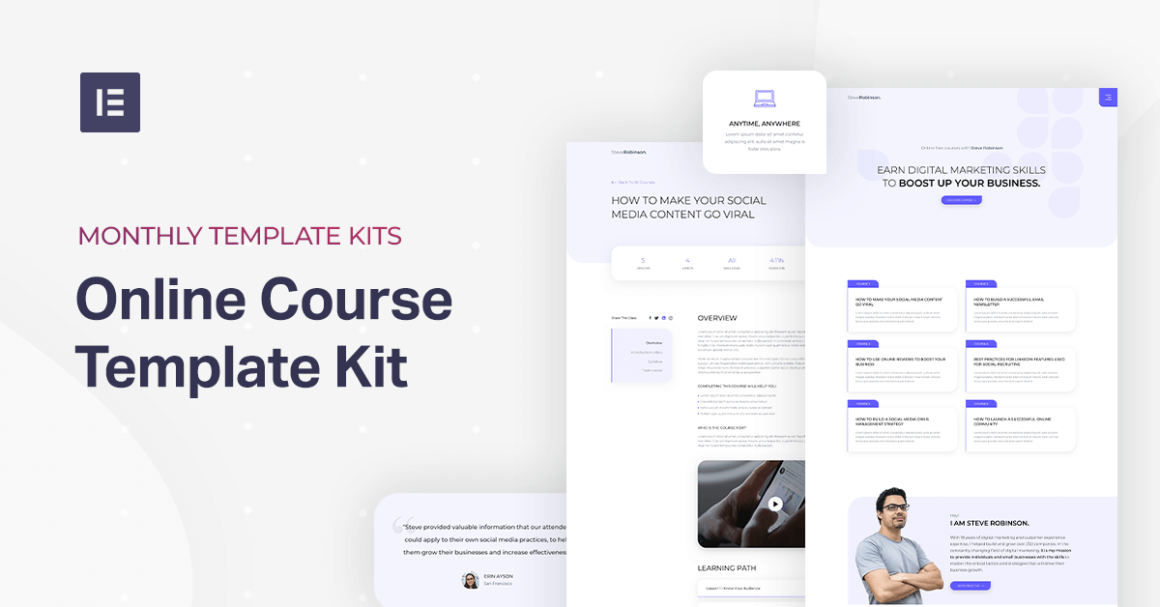 Monthly Template Kits #9: The Online Course Template Kit - Elementor