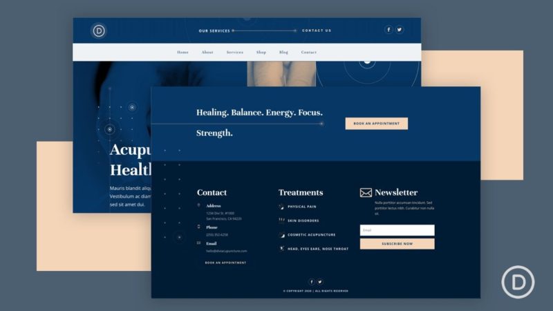 Get a FREE Header and Footer Layout for Divi’s Acupuncture Layout Pack