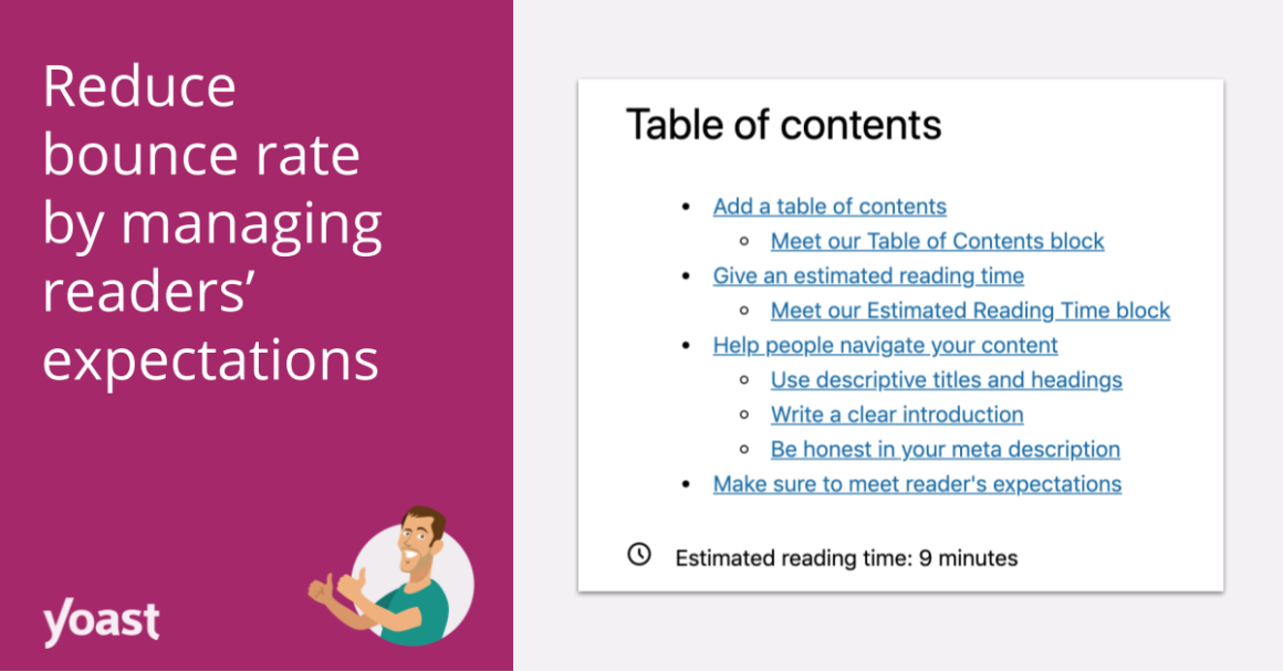Manage your readers' expectations to reduce the bounce rate of your post • Yoast