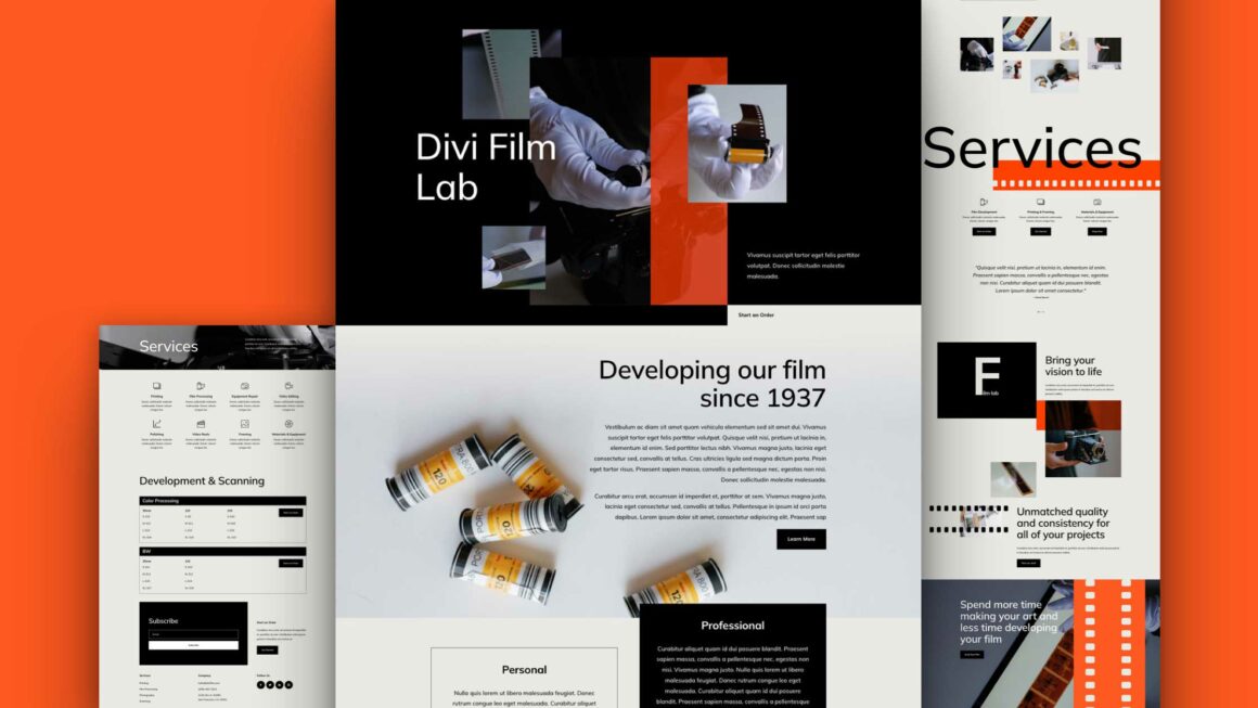 Get a FREE Film Lab Layout Pack for Divi