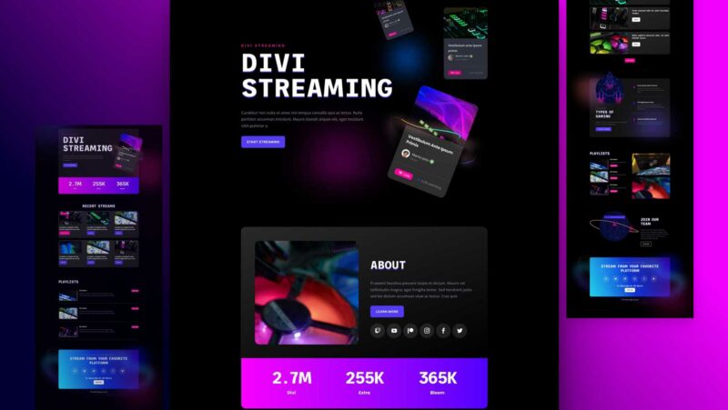 Get a Free Streamer Layout Pack for Divi