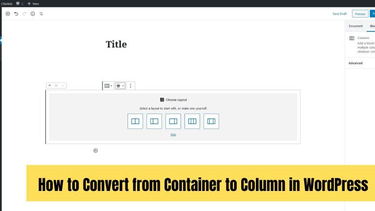 How to Convert from Container to Column in WordPress