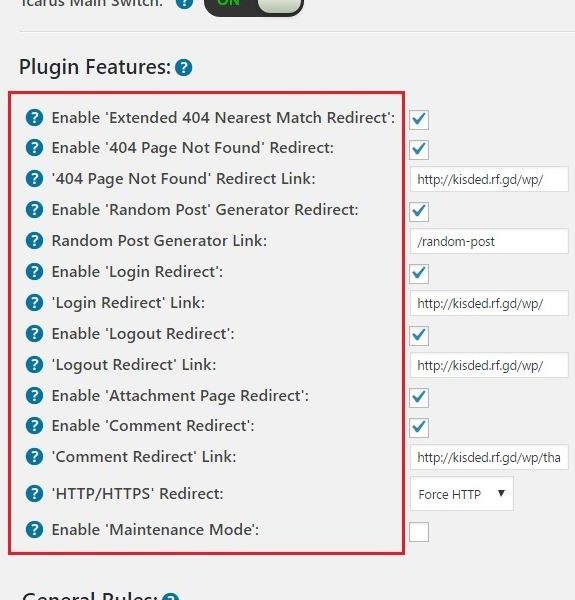 Icarus Page Redirect WordPress Plugin for Custom Rules