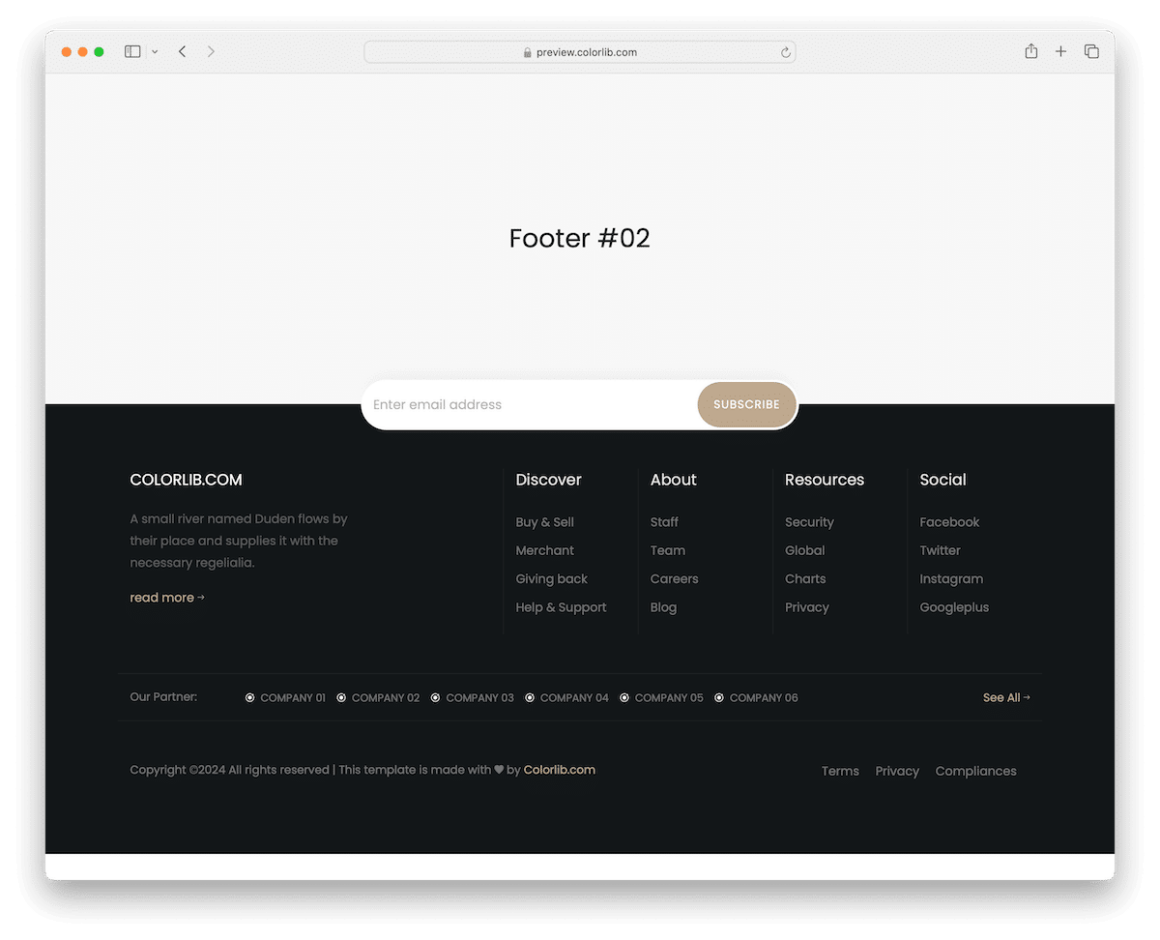 html footer templates