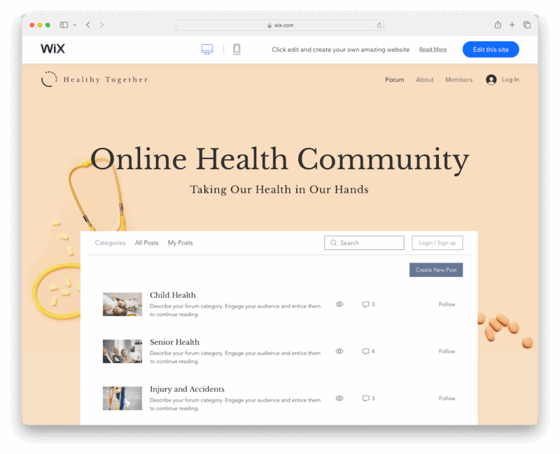 wix forum examples