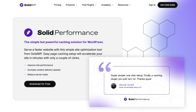 Solid Performance website page