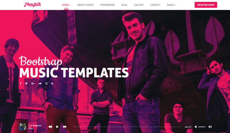 bootstrap music templates