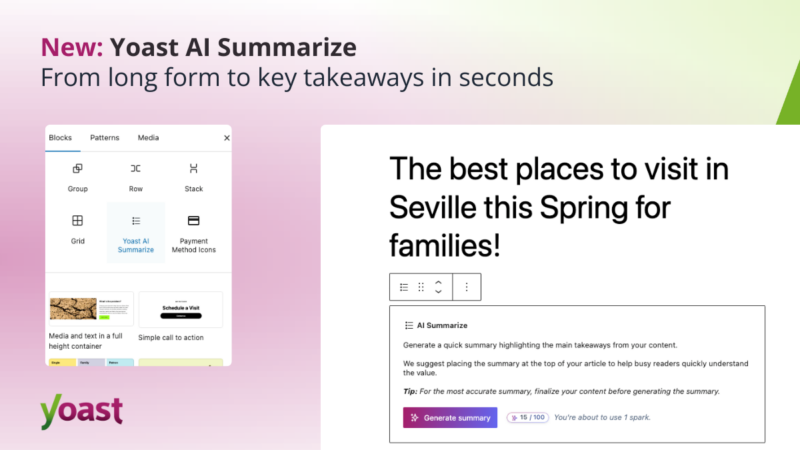 New: From longform to key takeaways, in seconds. Meet Yoast AI Summarize